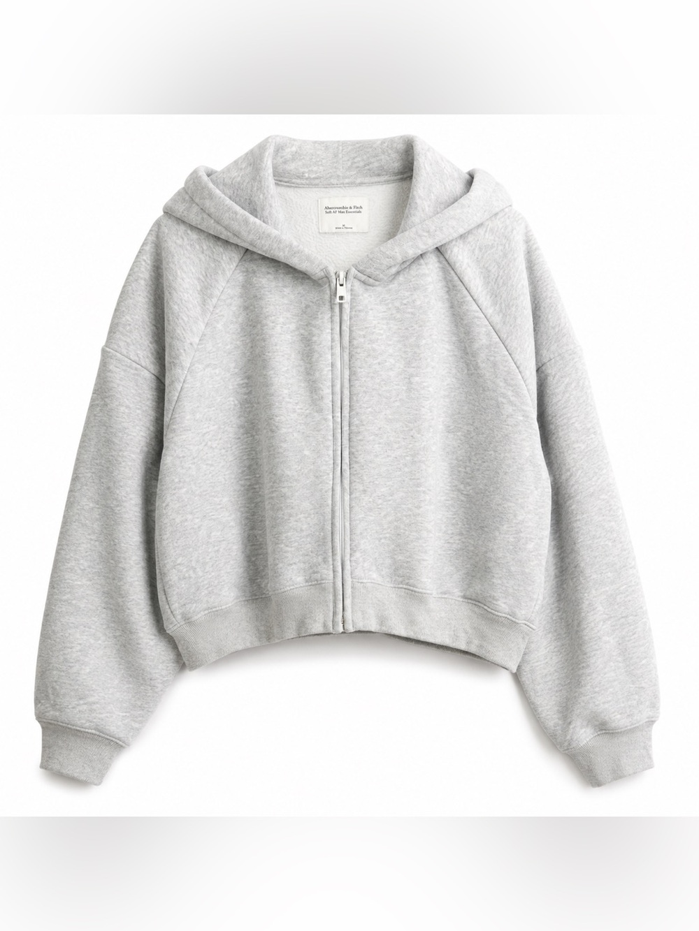Abercrombie Soft AF Max Essential Hoodie Womens S Gray Oversized Full Zip Crop